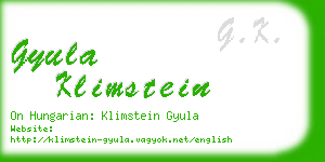 gyula klimstein business card